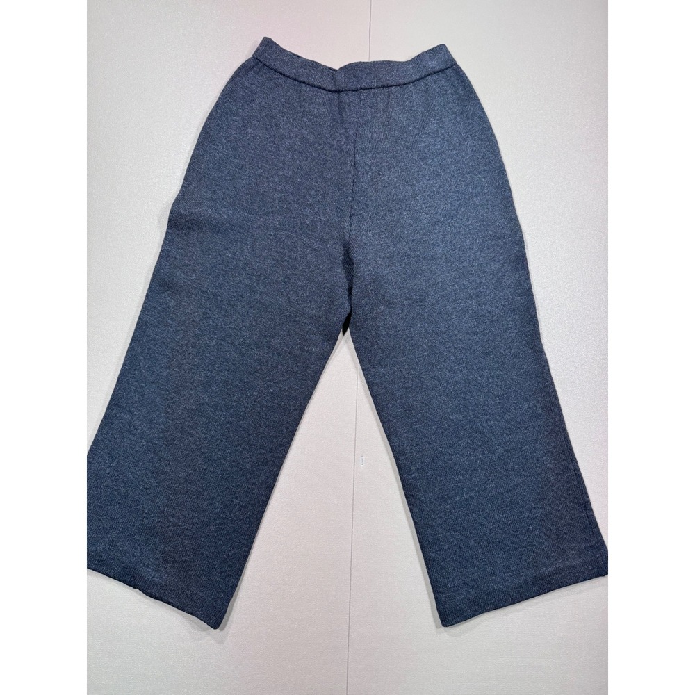 St. John Basics Gray Knit Wide Leg Crop Pants Front Seam Size 4 Made in USA - Picture 7 of 7